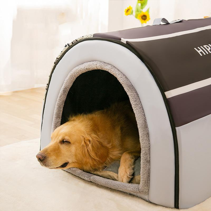 Faltbare Hundehütte aus 100% Baumwolle als warmes Haustierbett für kleine und mittelgroße Hunde sowie Katzen in Größe M - Bild 2