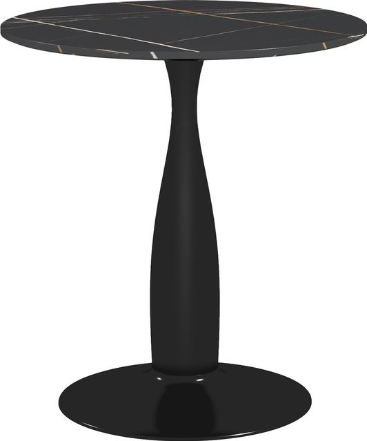 HOMCOM Runder Esstisch in Schwarz mit Marmor-Optik und Stahlgestell, Moderner Küchentisch für 2 Personen, Durchmesser: 70 cm, Höhe: 74 cm - Bild 1