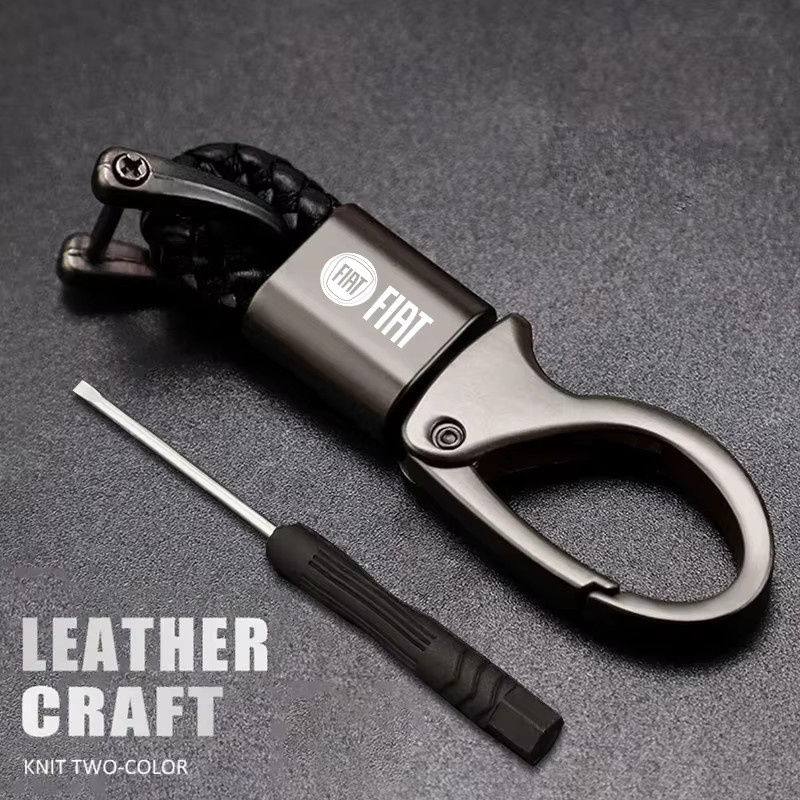 Schlüsselanhänger gewebtes Leder, FIAT, Unisex - Bild 2