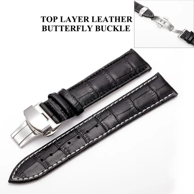 Aotelayer Uhrenarmband Rindsleder, Bambusmaserung, Schmetterling Uhrenschnalle, Unisex - Bild 1