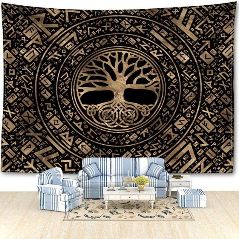 Super Six Wandtapisserie Rune Levensboom Abstrakt Bohemian Wandbehang Mehrfarbig B: 200 cm, H: 150 cm - Bild 1