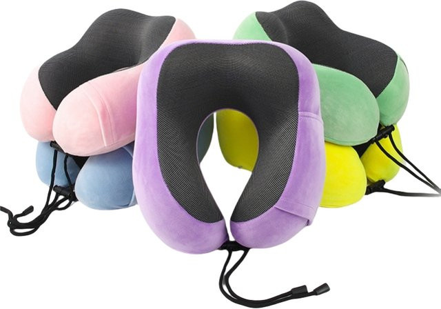 SINONICS U-förmiges Nackenkissen aus Memory-Schaum in Pink für Erwachsene - Bild 1