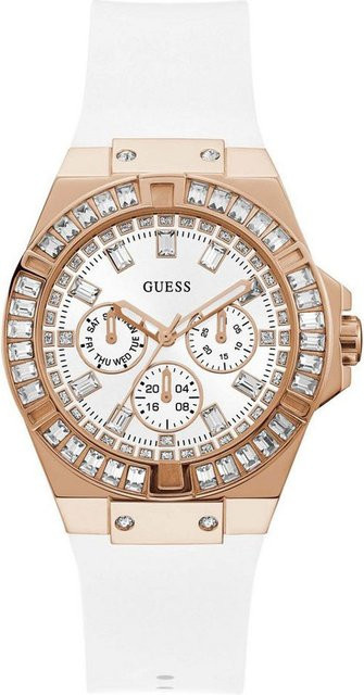 Guess Damenuhr, Quarz, Edelstahl, Silber, Roségold, 40 mm, Silikon - Bild 1