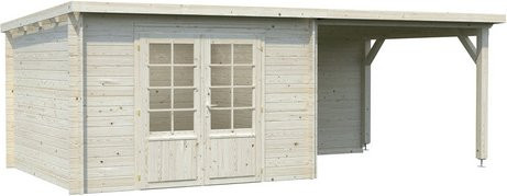Palmako Ella Blockbohlenhaus aus Fichtenholz in Braun mit Flachdach und modernem Design B/H/T: 592 x 214 x 300 cm - Bild 3