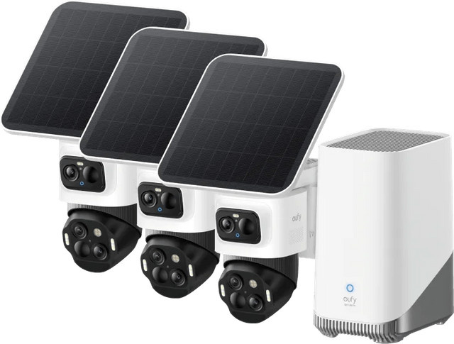 eufyCam S4 3er-Pack mit HomeBase 3 Wi-Fi Überwachungskameras in Weiß - Bild 1
