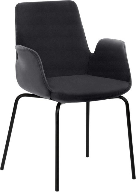 Mayer Sitzmöbel Sessel 2009 mit Armlehnen aus Mikrofaser in Anthrazit und schwarzem Metallgestell, B/T/H: 58 x 59 x 87 cm - Bild 1