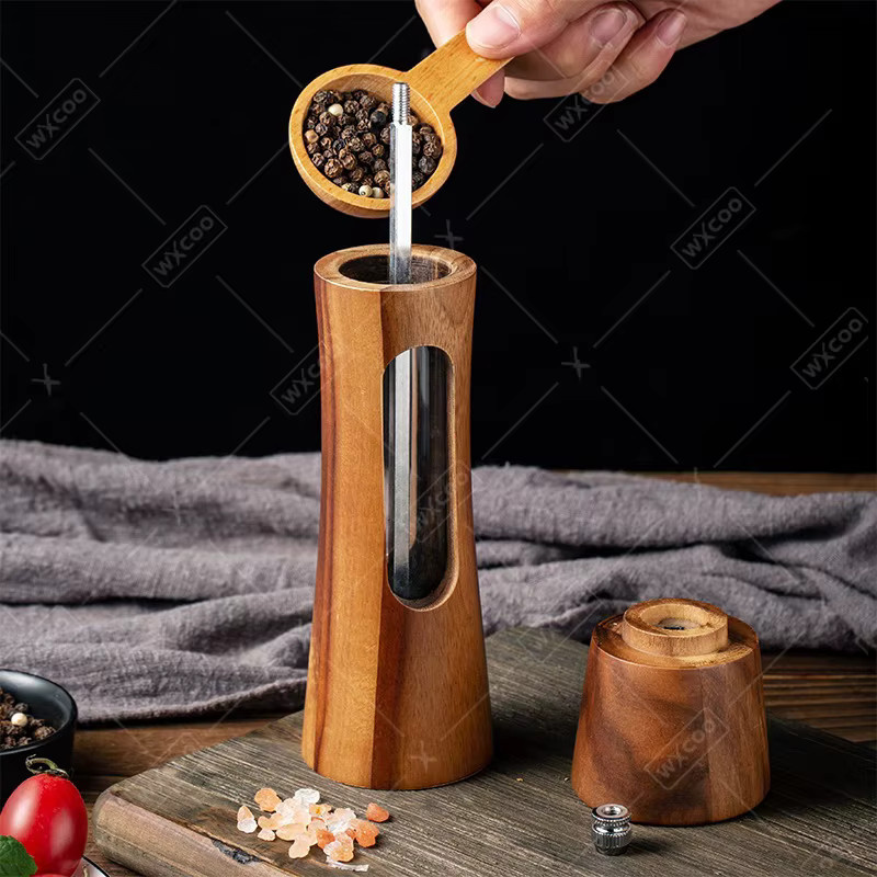 WXCOO Salzmühle und Pfeffermühle aus Holz in Braun mit Keramikkern - Bild 3