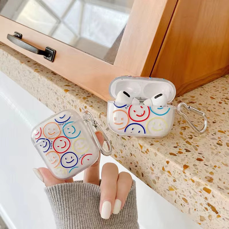 Silikon Kopfhörer Schutzhülle mit Herz und Smiley Design für Apple AirPods 3 und AirPods Pro 2 inklusive Schlüsselbund - Bild 5