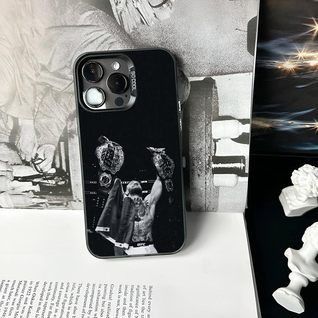 U-Ufc Conor McGregor Handyhülle in Silber Matt für iPhone 16 15 14 13 12 11 Pro Max Plus XS X Stoßfestes Hartes Cover - Bild 1