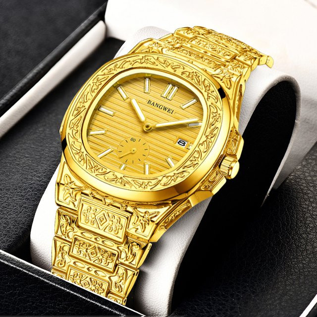 LIGE Armbanduhr, Gold, Edelstahl, Quarz, Eckig, Herren - Bild 1