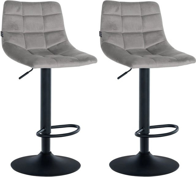 DELUKE Barhocker Dubai 2er Set, Barstühle mit Lehne aus Samt und Metall, Grau/Schwarz, B/T/H: 43 x 46,5 x 108,5 cm - Bild 1