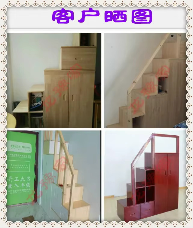 Moderner Treppenschrank aus massivem Holz mit Schubladen für Ober- und Unterbetten in Braun oder Weiß - Bild 3