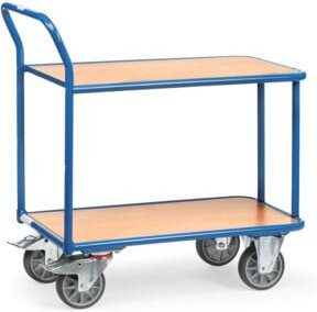 Fetra Tischwagen 2602 in Blau mit 2 Etagen, Schiebebügel und TPE-Reifen, Tragkraft 400 kg - Bild 1