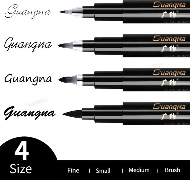4er Set Kalligraphie Marker mit Pinselspitze und schwarzer Tinte für Kunst und Zeichnung - Bild 1