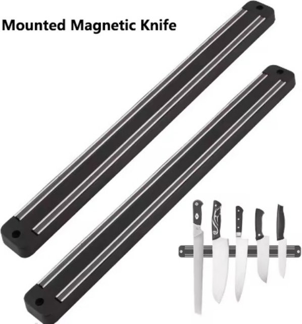 RSCHEF Magnetischer Messerhalter mit Regal für die Wandmontage, Schwarz, Kunststoff - Bild 1