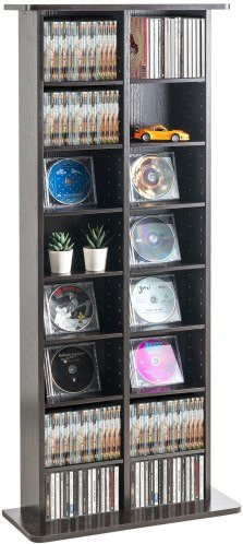 VEVOR Media Storage Cabinet Espresso, 8-lagiges DVD-Regal für bis zu 464 CDs mit 16 verstellbaren Fächern zur Aufbewahrung von Musik, Filmen und Videospielen, Braun - Bild 1