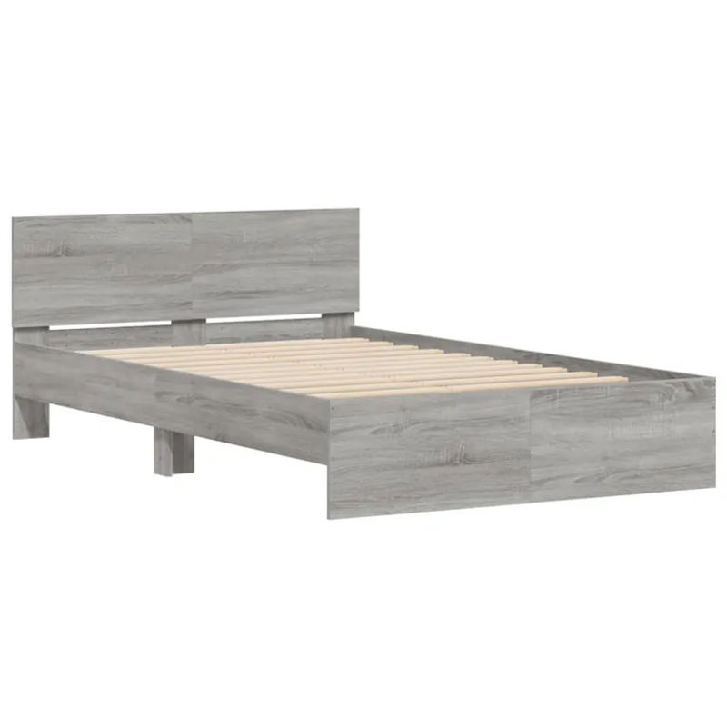 Vidaxl Bettrahmen mit Kopfteil in Grau, Einzelbett aus Holzwerkstoff, B/T/H: 135 x 190 cm - Bild 3