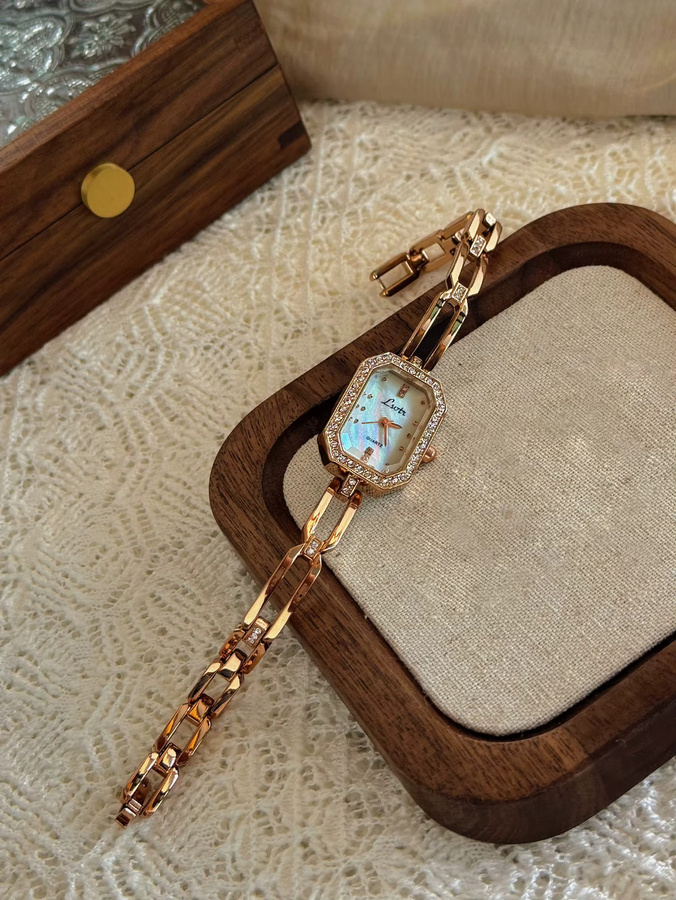 LSVTR Armbanduhr Quarz, Edelstahl, Gold, Perle, Kristall, Damen - Bild 3