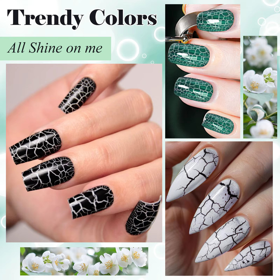 Mtssii Crackle Gel Nagellack Set, 6-teilig, glänzend, abziehbar - Bild 5