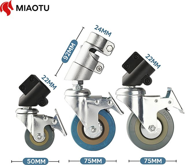 Century 3er Set C-Ständer Lenkrollen in Silber mit 22 mm und 24 mm Durchmesser für Fotografie-Stative - Bild 1