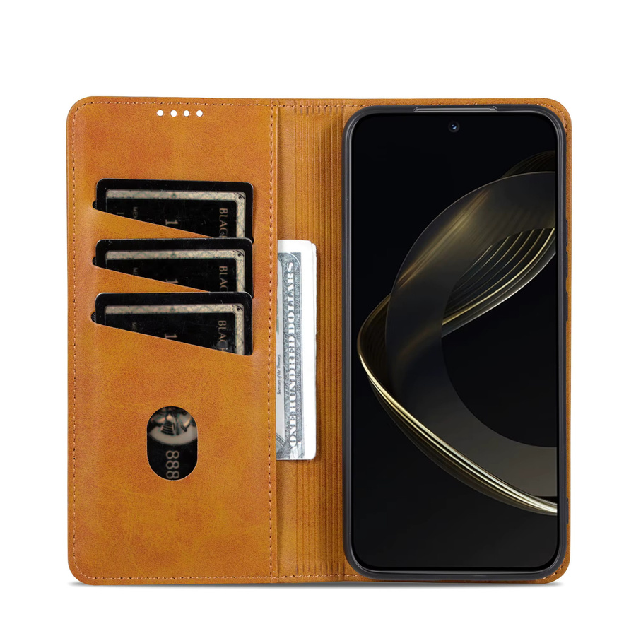 Magnetische Leder-Handyhülle von aierkeba für Samsung Galaxy S26 S25 Edge S24 Ultra S23 S22 S21 FE S20 Plus 5G mit Kartenfach und Brieftasche in Braun - Bild 4