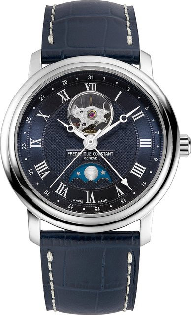 Frederique Constant Armbanduhr Automatik, Edelstahl, Blau, Leder, 40 mm, Herren - Bild 1