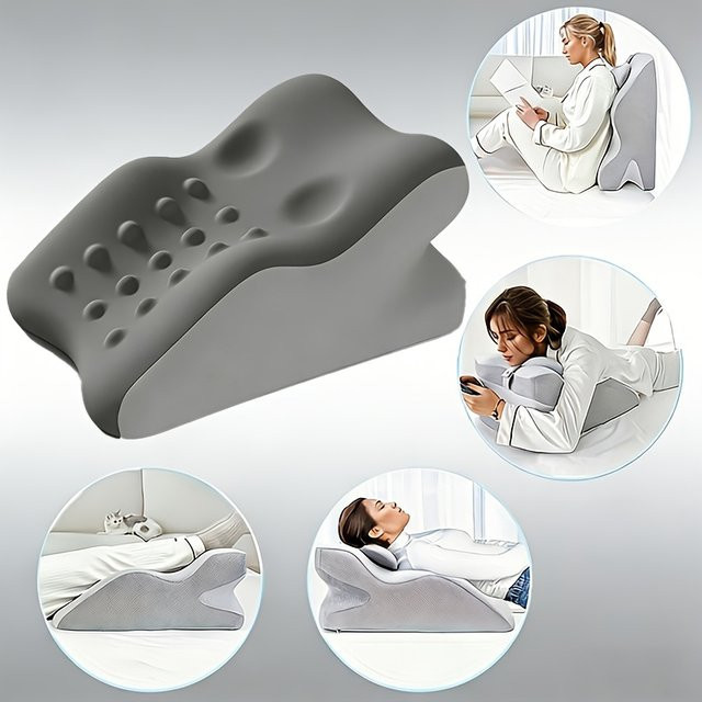 HEHUAI HT Ergonomisches Keilkissen zur Rücken- und Nackenstütze in Schwarz und Grau mit abnehmbarem und waschbarem Bezug - Bild 1