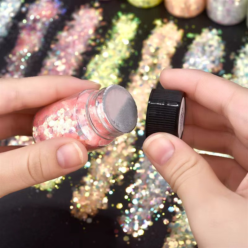 SEVENWELL Leuchtende Pailletten in 16 Farben für DIY-Dekoration, Epoxidharz und Nail Art, Multicolour - Bild 4