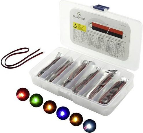 Quadrios LED-Sortiment in den Farben Rot, Grün, Gelb, Blau, Weiß und Bernstein mit 20mA und 3.0V - Bild 1