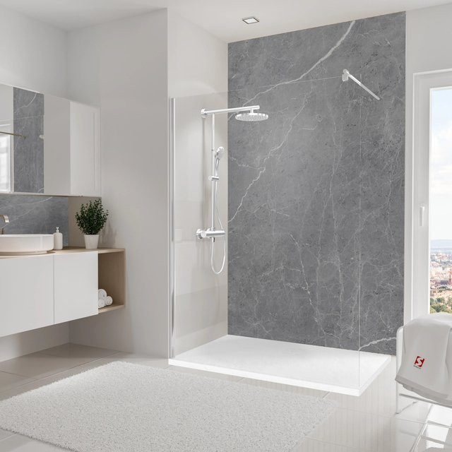 Schulte Duschrückwand DecoDesign Softtouch in Stein Marmor-Grau B: 255 cm, H: 150 cm - Bild 1