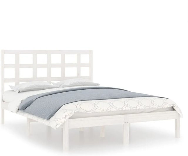 vidaXL Massivholzbett aus Kiefernholz in Weiß mit rustikaler Optik B/T/H: 200 x 200 x 205,5 cm - Bild 1