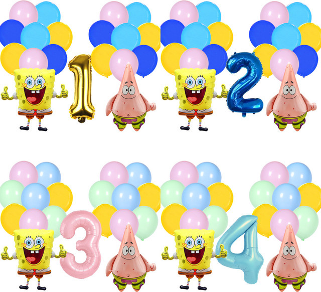 Potdemiel Kugelförmige Aluminiumfolien-Ballons mit SpongeBob und Patrick für deine Geburtstags-Party, Mehrfarbig - Bild 1