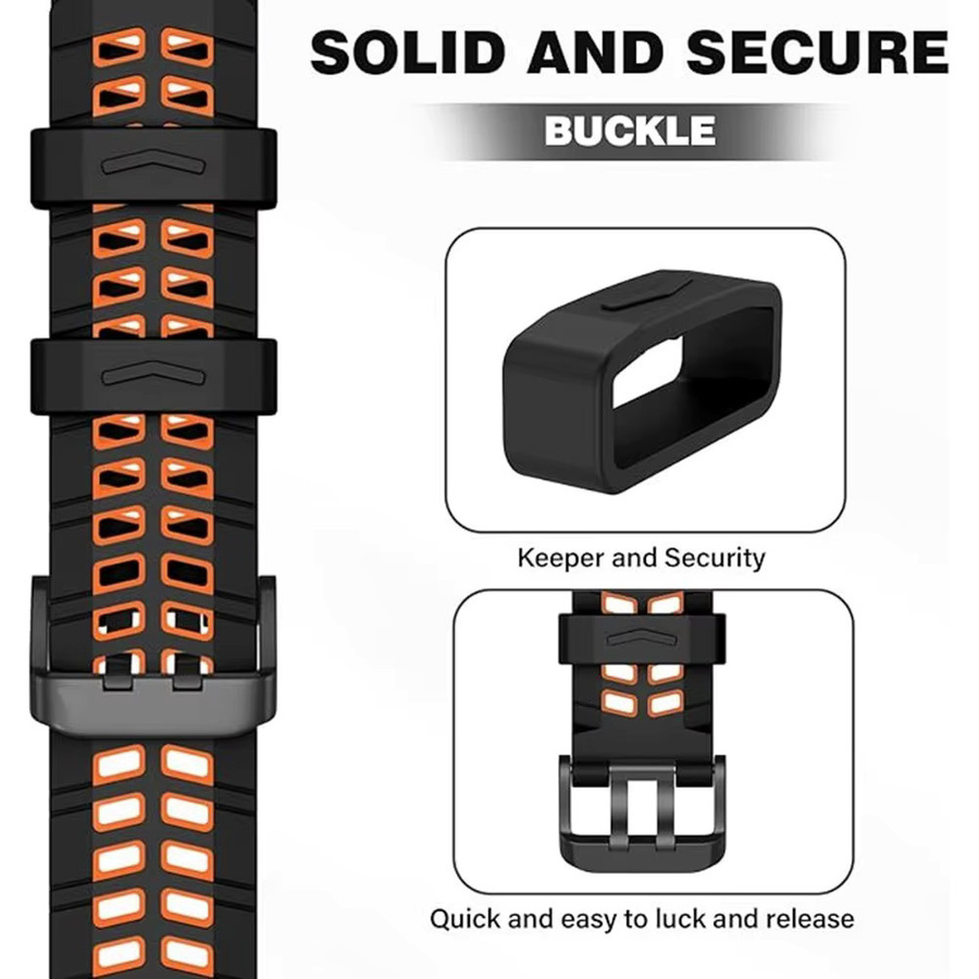 FancyWrist Uhrenarmband Silikon, 22 mm, Black Orange, Unisex - Bild 4