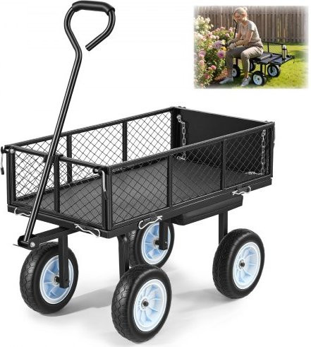 VEVOR Bollerwagen mit Sitz und Werkzeugablage in Schwarz mit 226,8 kg Tragkraft und verstellbarem Griff - Bild 1