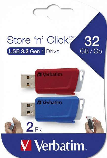 Verbatim Store 'n' Click USB-Stick USB 3.2 Gen 1 mit 32 GB in Rot und Blau - Bild 2