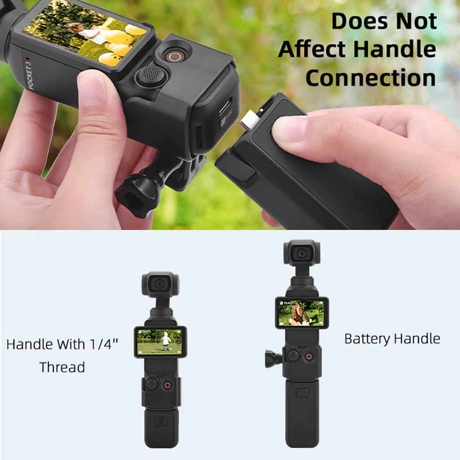 BRDRC Erweiterungshalterung für DJI OSMO Pocket 3 mit 1/4 Zoll Schraubenloch, Rucksack-Clip und Brustgurt-Adapter, Schwarz - Bild 3