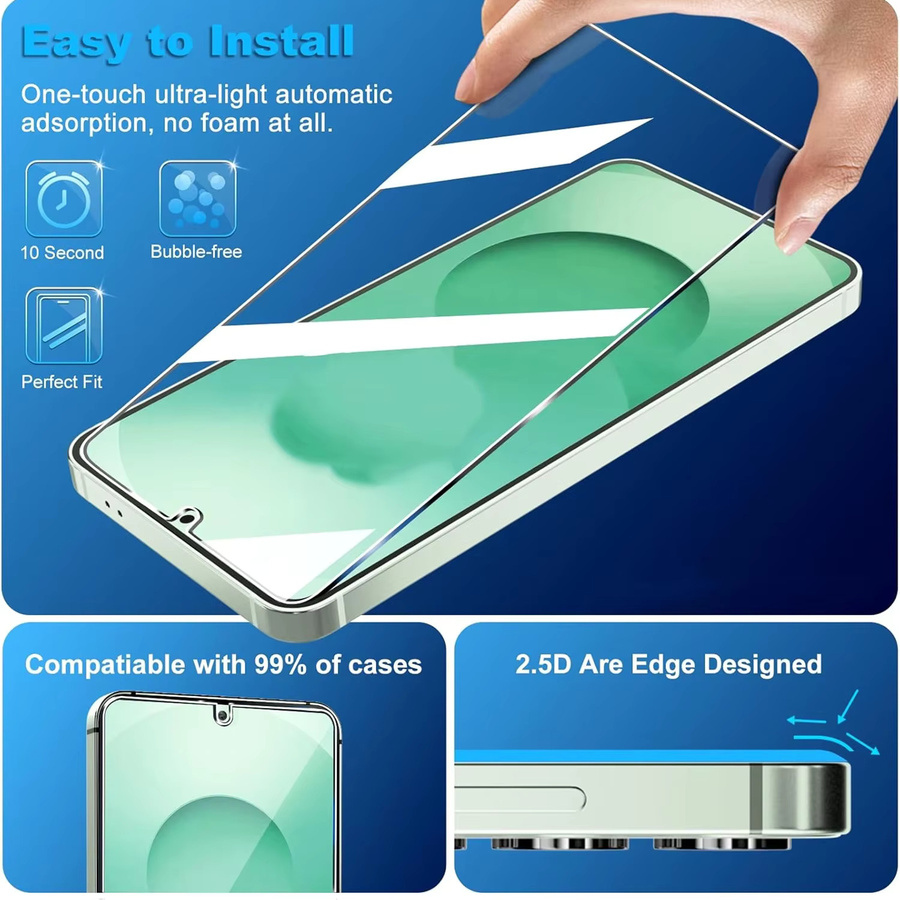6in1 Displayschutzfolie aus gehärtetem Glas mit Objektivschutz für Samsung Galaxy A57 A37 A17 A07 A35 A55 A16 A36 A56, transparent - Bild 2