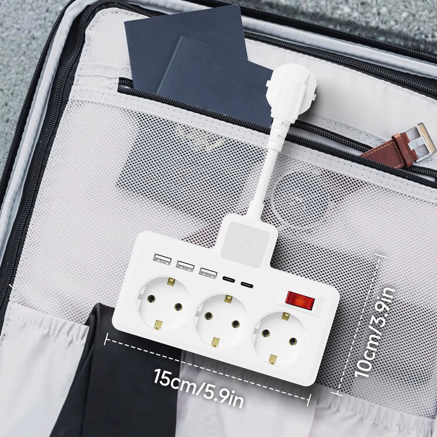8-in-1 EU-Stromversorgungsplatine mit anpassbarem 3-Farben-Nachtlicht in Schwarz oder Weiß - Bild 5