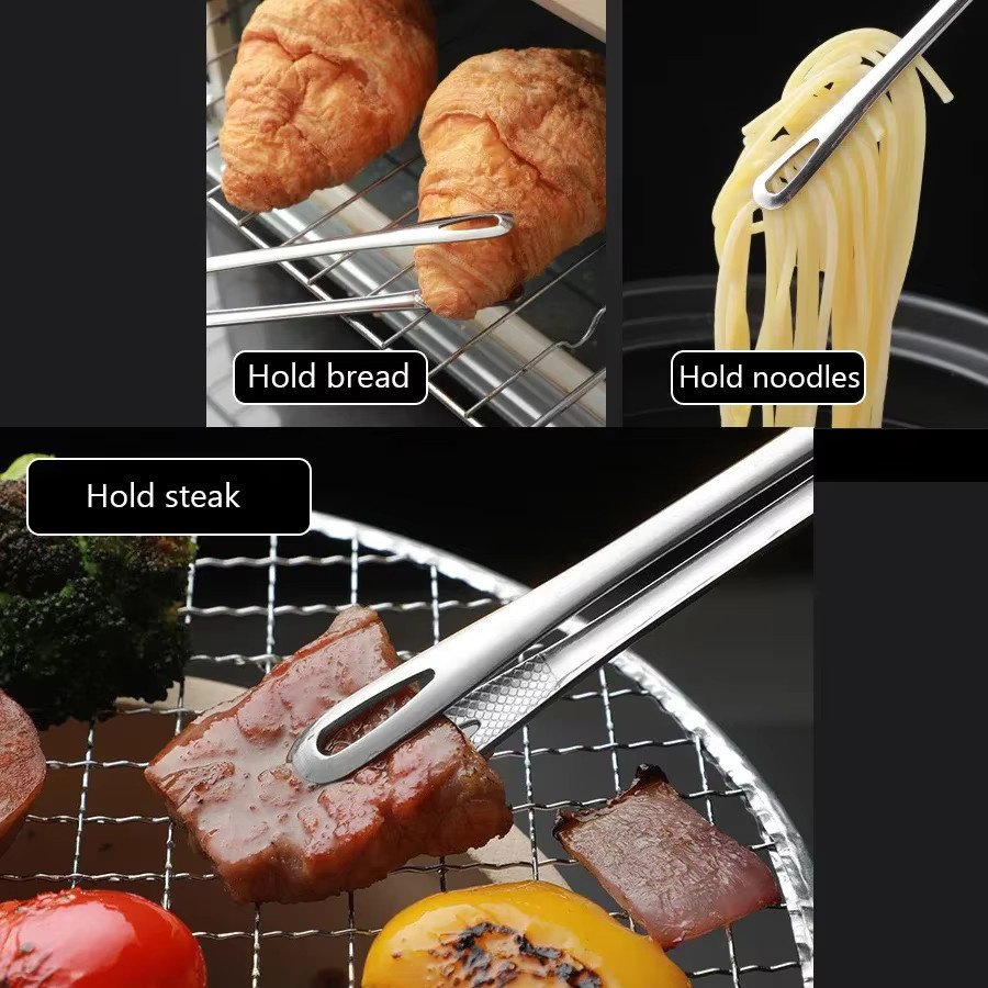 Hitzebeständige Edelstahl-Küchenzange von ouhoe in Silber für BBQ, Grill und Buffet - Bild 5
