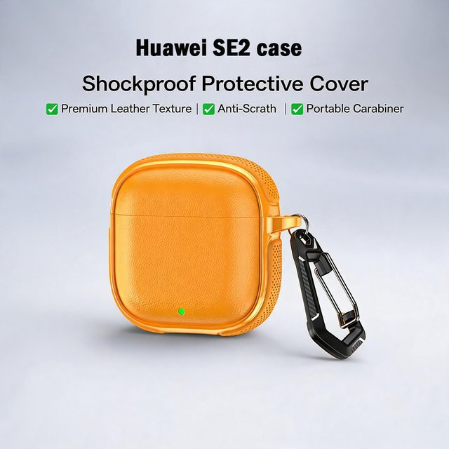 Huawei SE2 Leder-Textur Schutzhülle für Bluetooth-Kopfhörer in Grau - Bild 1