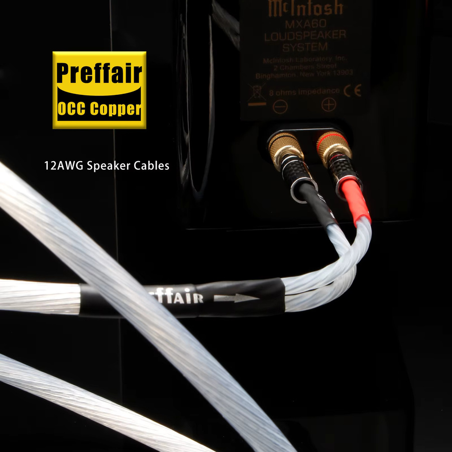 Preffair High-End 7N OCC Kupfer Versilbertes Audio-Einzeldraht-Lautsprecherkabel mit Rhodium-beschichtetem Stecker in Silber - Bild 3
