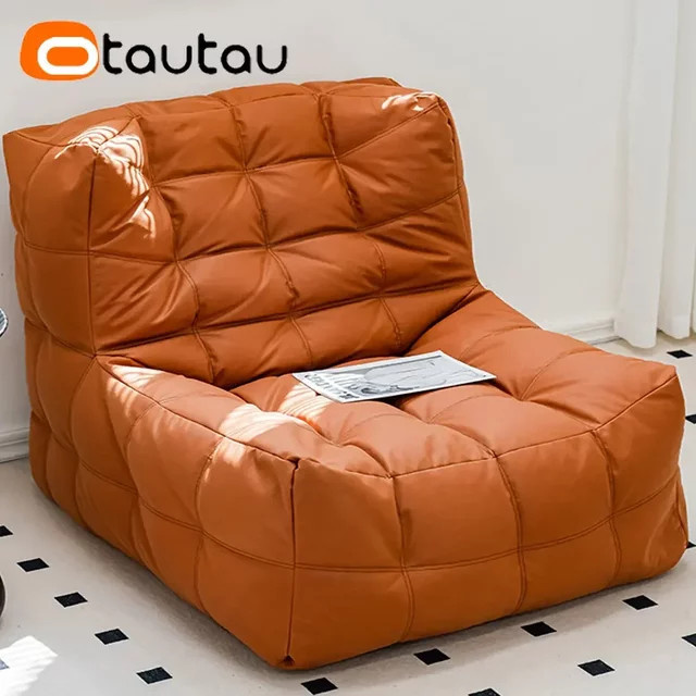 Otautau Hocker Abdeckung aus Kunstleder im Waffel-Design in Blau ohne Füller - Bild 1