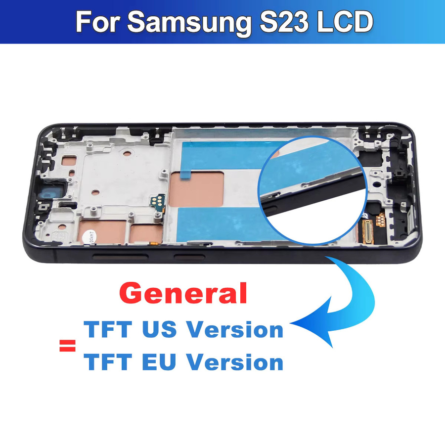 Sinmaytai Ersatz Display Touchscreen LCD mit Rahmen für Samsung Galaxy S23 5G (S911B, S911U) in Schwarz oder Lila - Bild 2