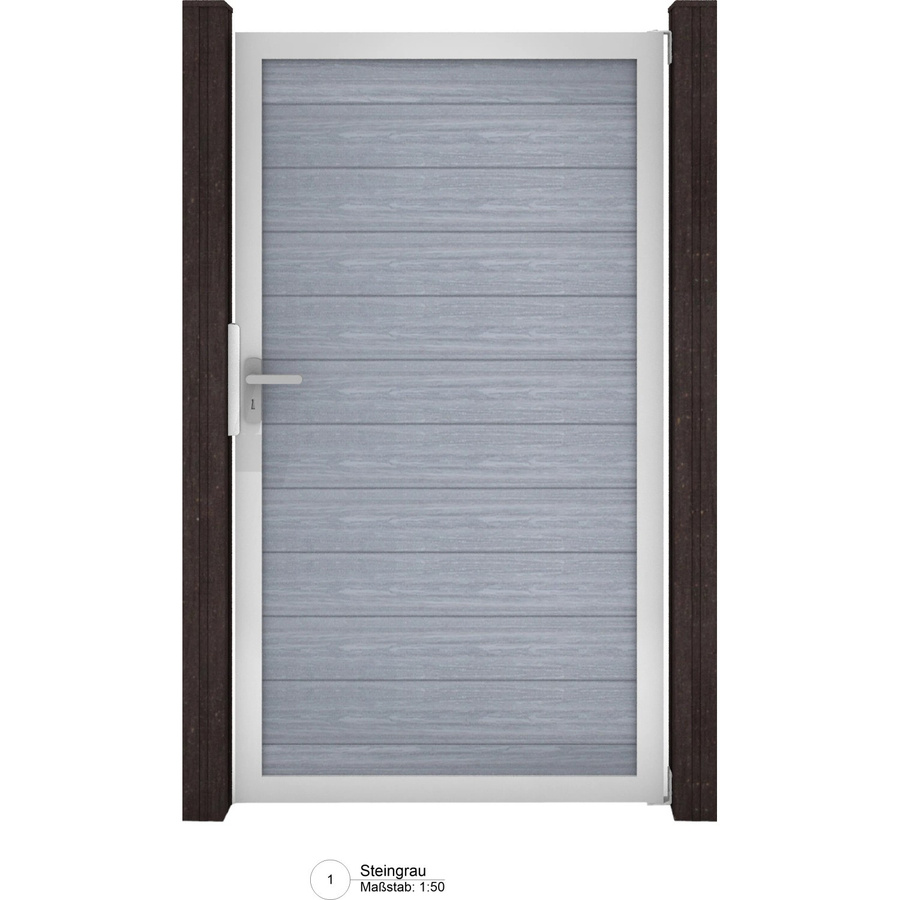GroJa Solid Steckzaun Tor Universal-DIN Sondermaß in Steingrau, Breite: 150 cm, Höhe: 180 cm - Bild 2
