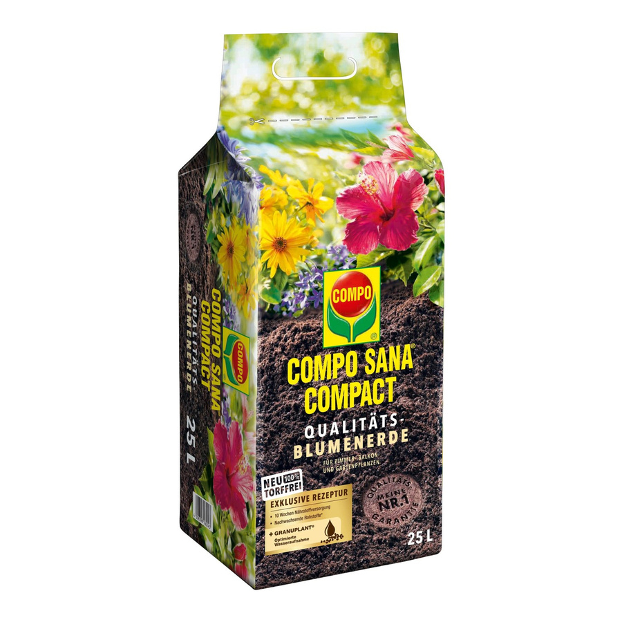 Compo Sana Compact Qualitäts-Blumenerde torffrei mit Bimsstein für Zimmerpflanzen, Balkonpflanzen und Gartenpflanzen, 25 l - Bild 2