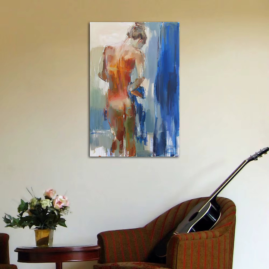Abstrakte Leinwandmalerei HOVIMAISI mit Frauenporträt in Mehrfarbig, modernes Wandbild für dein Zuhause - Bild 2