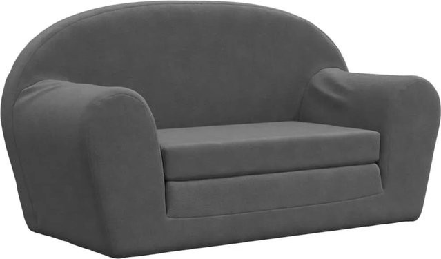 vidaXL Kinder-Schlafsofa 2-Sitzer aus weichem Plüsch in Anthrazit B/T/H: 84 x 34 x 45 cm - Bild 1