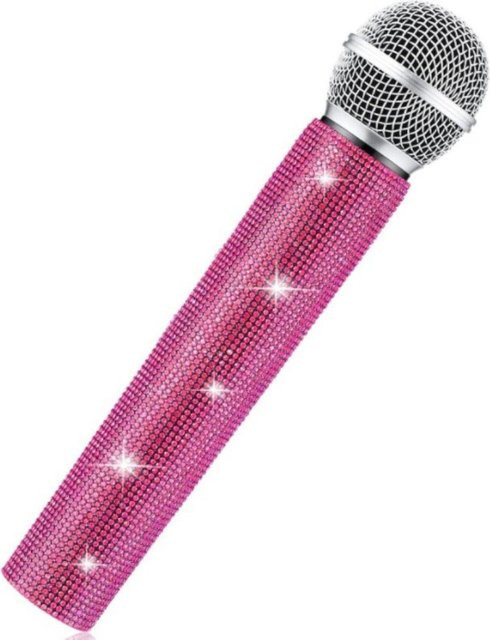 Senxing Glänzende kabellose Mikrofon-Griffabdeckung mit Strasssteinen in Dark Pink - Bild 1