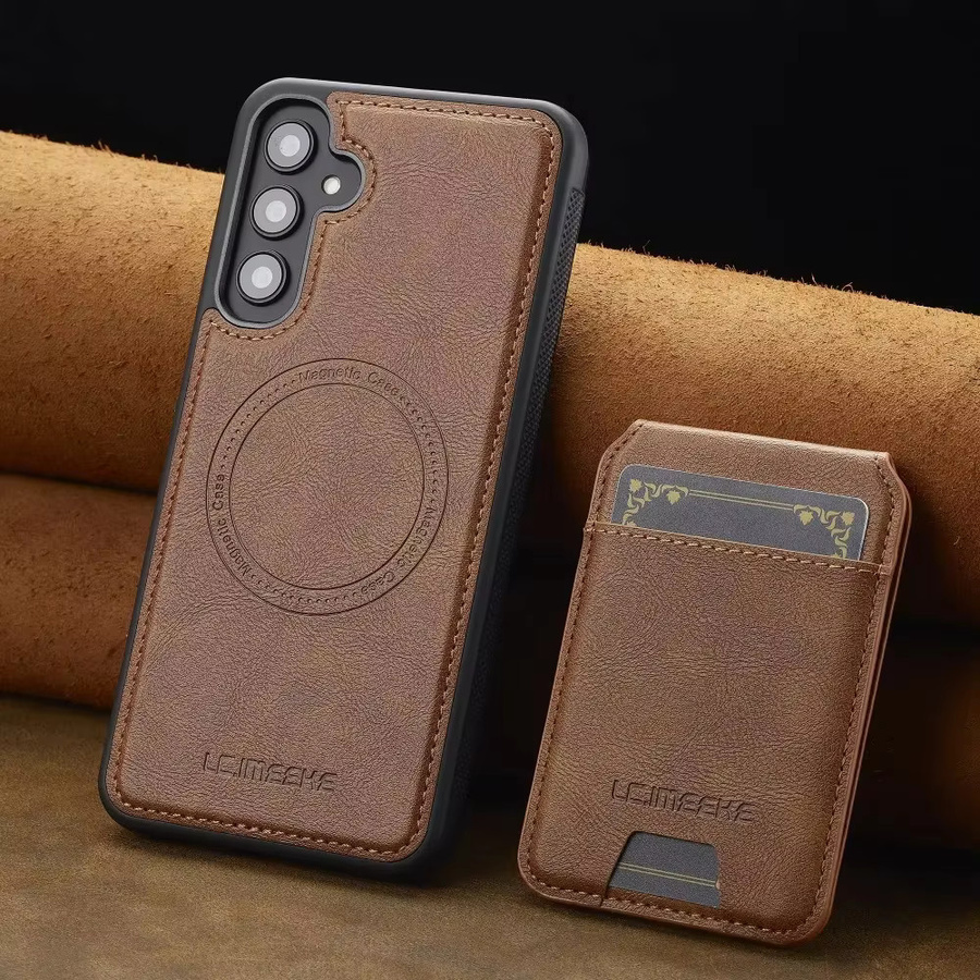 Magnetische Lederhülle mit abnehmbarer Kartenhalter-Brieftasche für Samsung Galaxy S25 Ultra, S24 Plus und S23+ Plus in Rot und Braun - Bild 5
