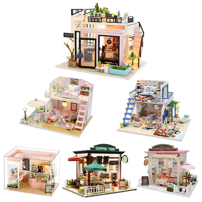 Battoom Puppenhaus Holz Montage Gebäude Modell mit Möbeln - Bild 2